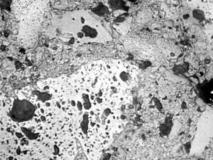 Figure 6 Microstructure of clayey semi-clay pressed brick